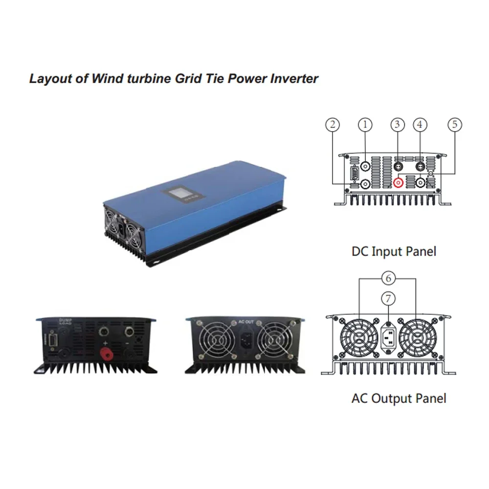 Wind Power Grid Tie Inverter 5000W Pure Sine Wave MPPT with Limiter WiFi for 3 Phase 48V Wind Turbine Generator DC45-90V AC230V