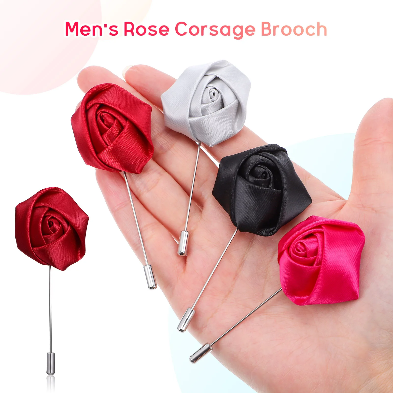 4 قطعة التلبيب للرجال دعوى روز تصميم بروش زهرة التلبيب دبوس العروة كليب زهرة العروة شهم الإكسسوارات #5