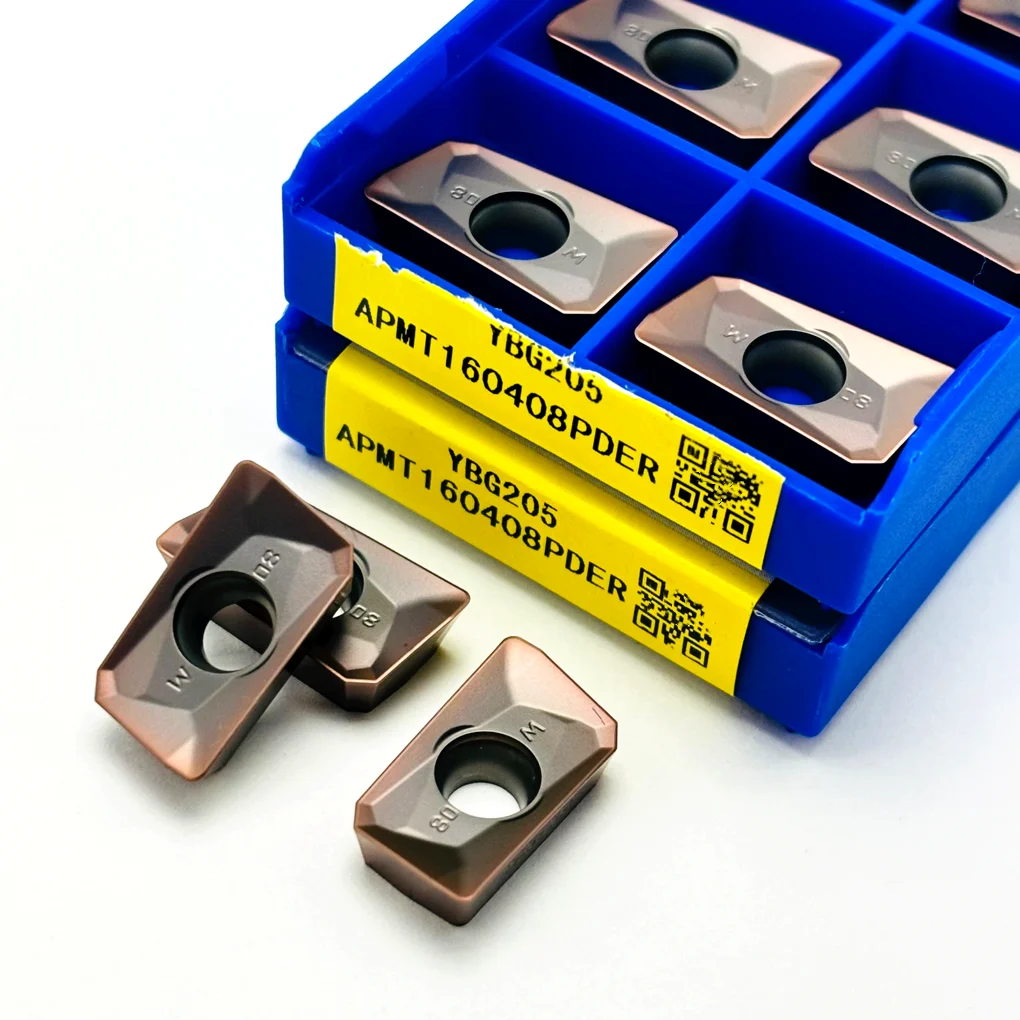 10pcs APMT1135PDR YBG205 APMT160408PDER YBG205 original high-quality milling turning tool carriage inserts APMT1604 APMT1135