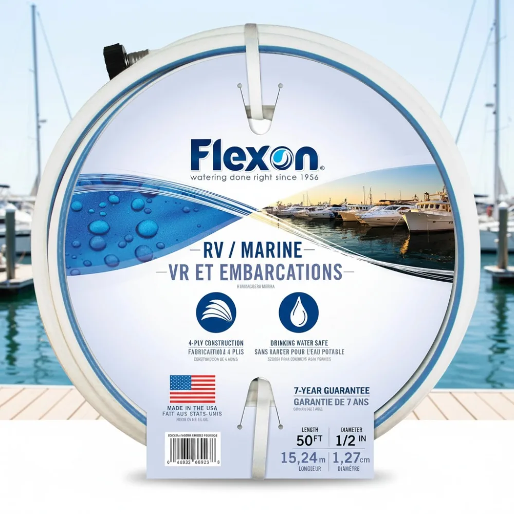 

50-Foot Drinking Water Safe Hose for RV, Boat & Camper - Kink-Resistant, UV Protected, Made in USA