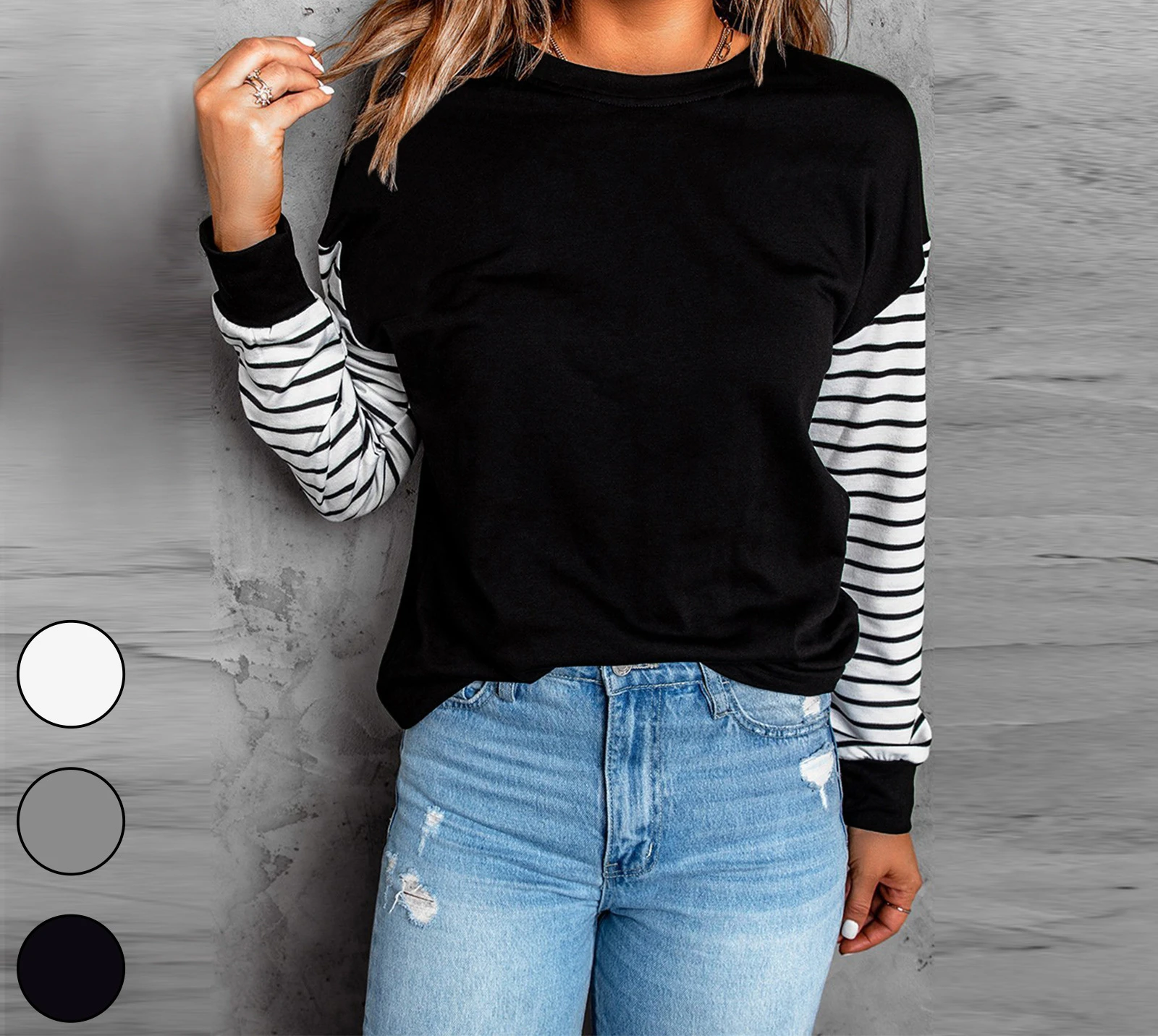 

Fashion Autumn New Women's Round Neck Long-sleeved Top Casual Commuter All-match T-shirt Female and Lady Clothing