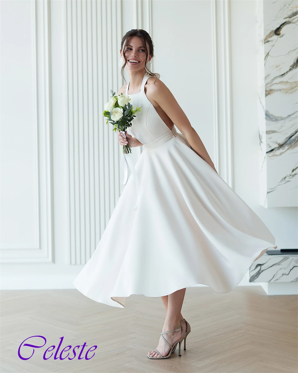 Customized Halter Sleeveless Jersey A-Line Elegant Evening Dress Sexy Spaghetti Straps Special Occasion Gowns  Party Dress