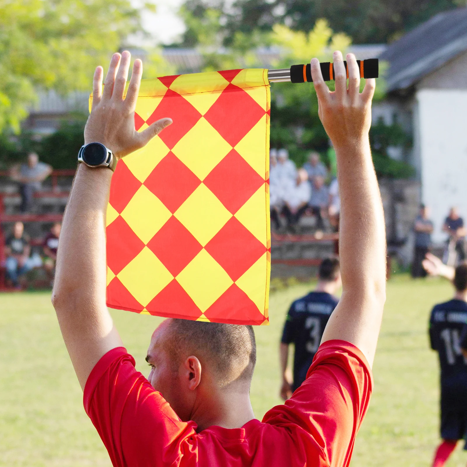 

2Pcs Signal Flags Football Referee Command Flags Comfort Grip Handheld Safety Flags Equipment