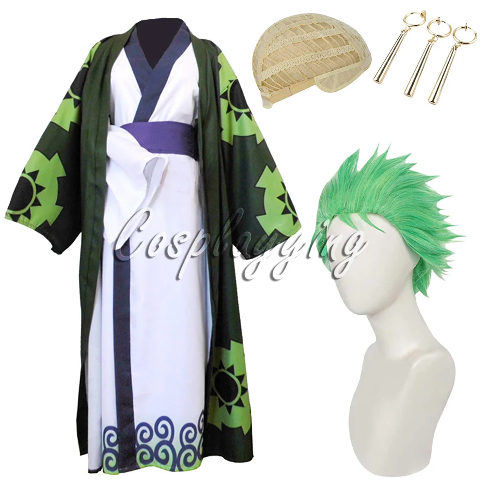 Fantasia Wano Country Roronoa Of Zoro Cosplay Kimono Anime Pirate Disfraz Costume Men Male Halloween Carnival Party Clothes