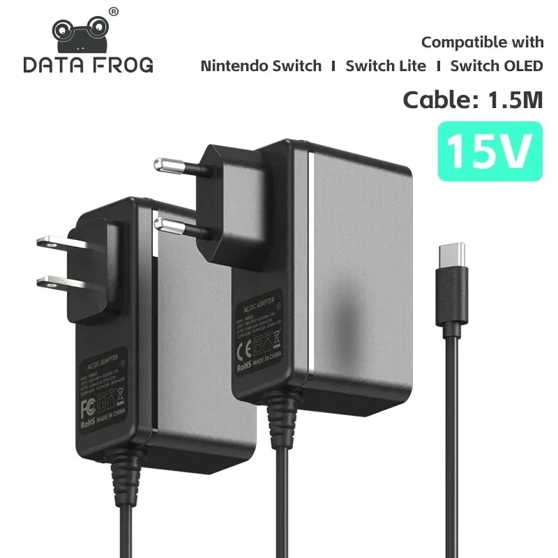 DATA FROG AC Adapter Charger Accessory For Nintendo Switch/OLED/lite EU/US Plug Power Cord Type C USB Power Supply Cable