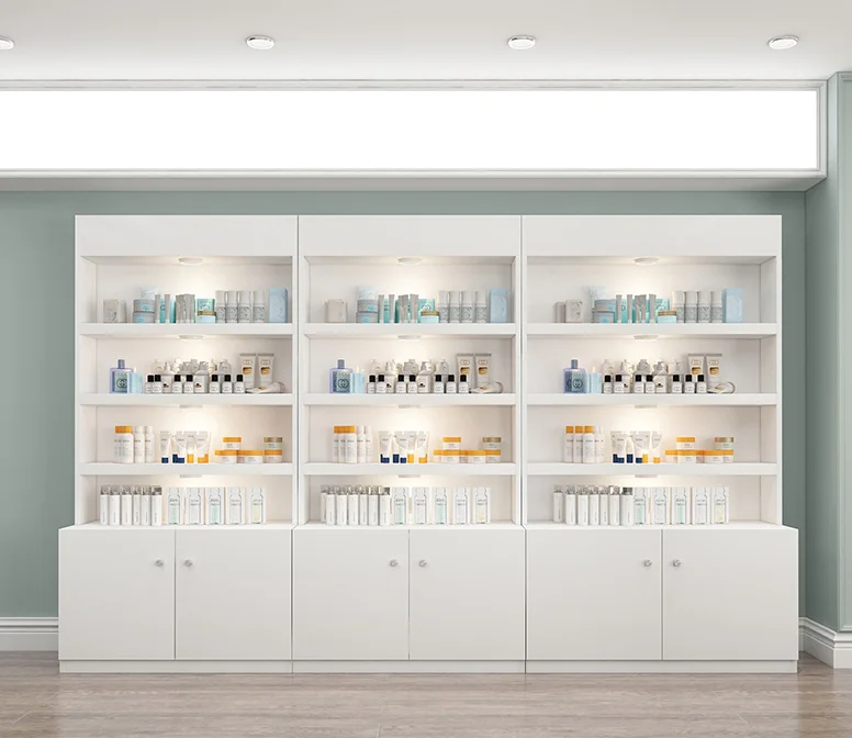 

Modern Cosmetic Display Cabinet Easy Installation Custom Design Shop Furniture Makeup Store Shelves