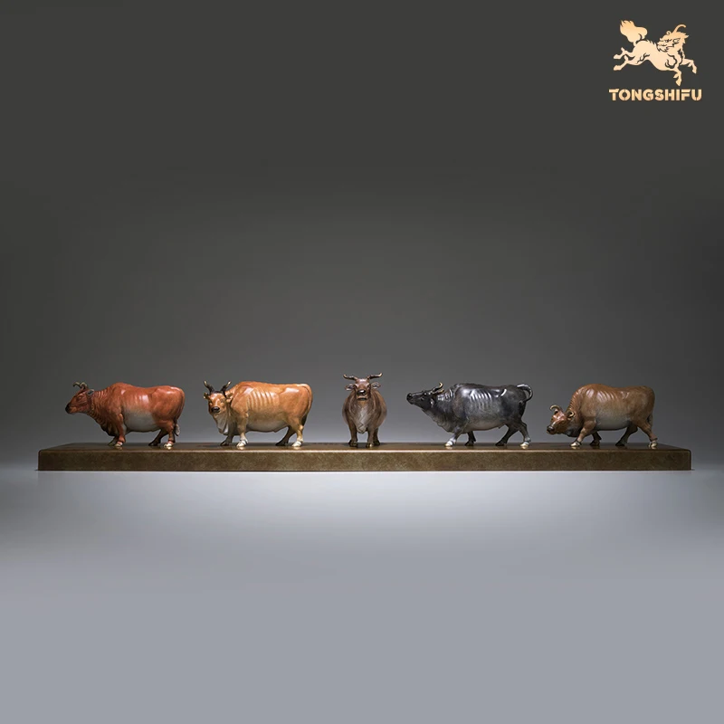 

Copper Crafts "Five Bulls Are Blessed At The Door" Figurines Home Furnishing Living Room Desktop Decoration Housewarming Gifts