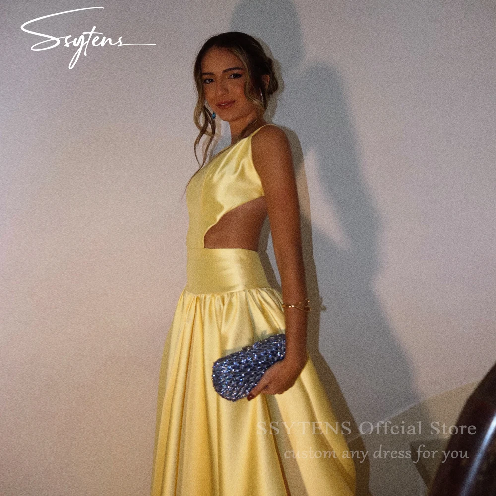 SSYTENS 매력적인 A라인 정장 이브닝 드레스 민소매 댄스 파티 드레스 등이 없는 새틴 특별 행사 파티 가운 맞춤형