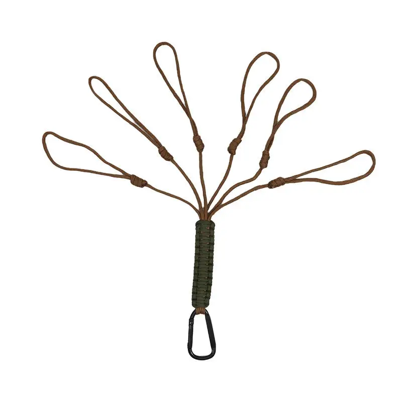 المنسوجة يدويا Paracord المفاتيح النايلون حبل أدوات البقاء في الهواء الطلق متعددة الوظائف المظلة حبل هوك أداة تعليق