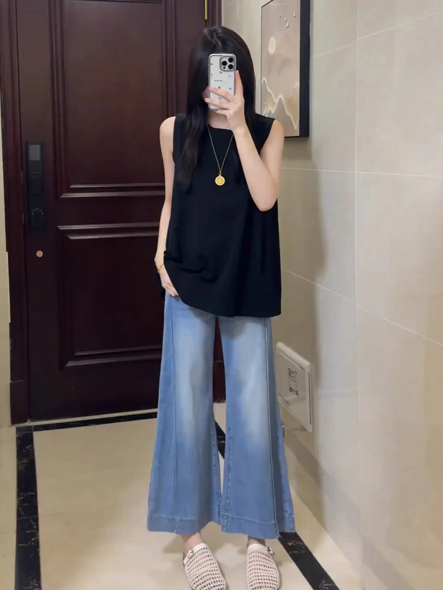 

Blue Bell Bot Jeans Women's Summer New plus Size Flared High Waist Slimming Versatile Nine-Piece Not Legging Bell Pants