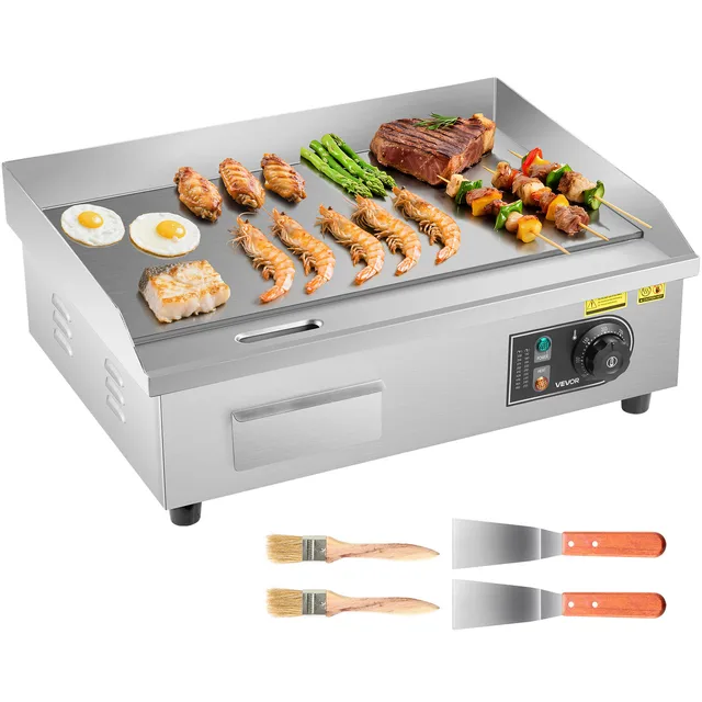 SucceBuy Commercial Electric Griddle – 50-300°C Adjustable Stainless Steel Flat Top