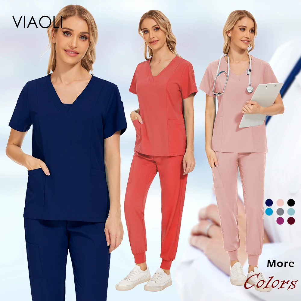 

New Beautician Manicurist Medical Blouse + Pants Scrubs Medical Uniforms Wholesale Women Veterinary Dentist Working Clothes Mens