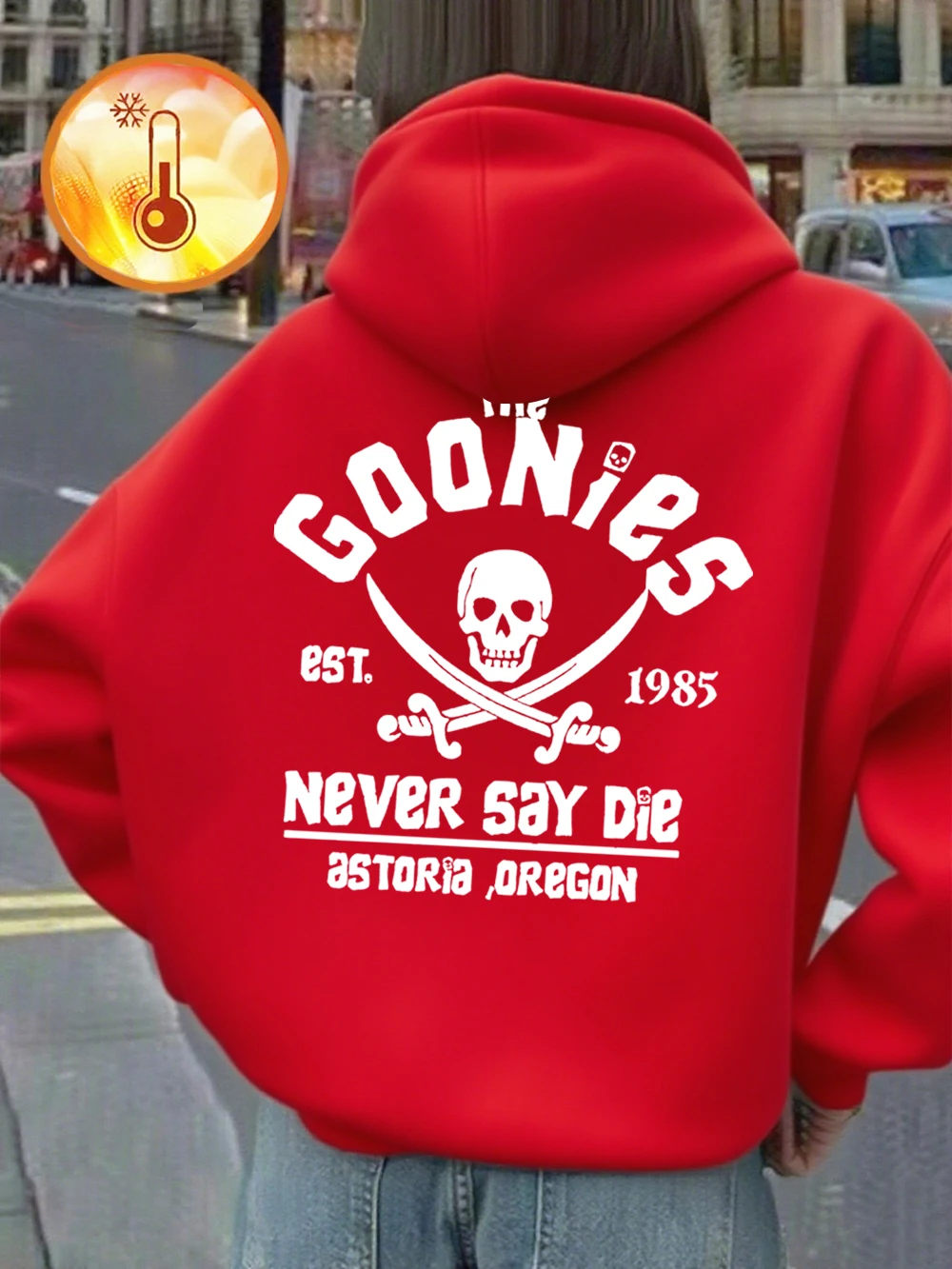 De Goonies Skeleton Printing Hoodies Dames Casual Pocket Pullover Winter Fleece Warm Sweatshirt Basics Sportieve Dameskleding
