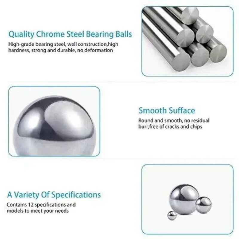 600pcs Solid Bearing Balls Chrome Steel Ball Solid Smooth Bearing Steel Ball Roller Beads for Bike Scooter1/4