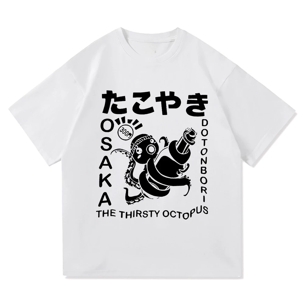 

Футболка Osaka Dotonbori, модная мужская/женская забавная ретро футболка Takoyaki Osaka Drunken Octopus, винтажные хлопковые футболки унисекс