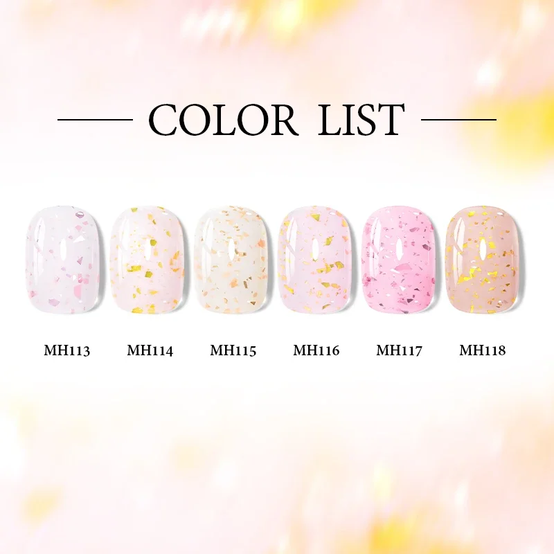 MTSSII 6/8개 고무 베이스 젤 네일 폴리쉬 세트 핑크 누드 내추럴 크리스탈 컬러 쏙 오프 UV LED 젤 네일 아트 바니쉬 매니큐어