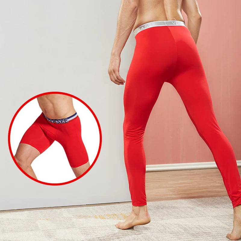 Leggings Sexy pour hommes, sous-vêtements thermiques longs, gaine scrotale avec poche pour pénis, boxer rehausseur de renflement, coffre sans couture Ftm Ball