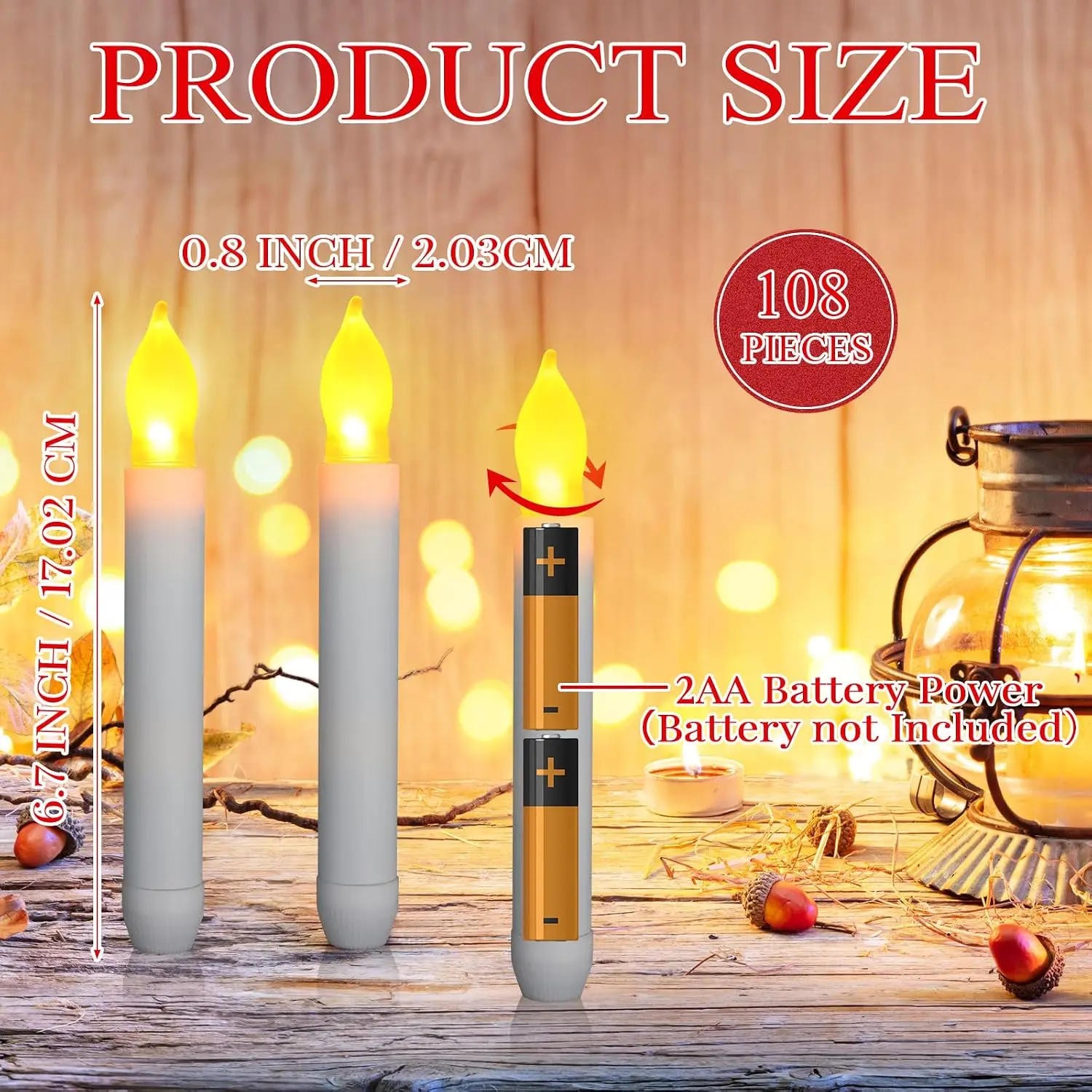 Flameless Flickering Battery Taper Candles White LED Handheld Set Weddings Christmas Halloween Church Party
