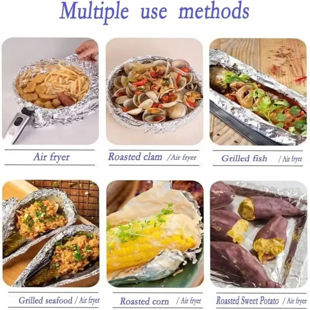 5m/10m/20m Disposable Tin Foil Paper Thickened Food-grade Barbecue Foil Heat-Resistant Non-stick Aluminum Foil Paper