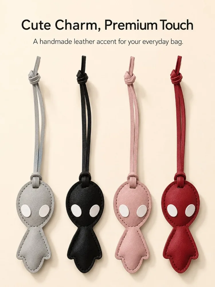 Genuine Leather Alien Handbag Charm Metal Free Handmade Purse Pendant Cute Y2K Aesthetic Accessories For Women Designer Gifting