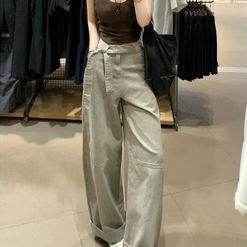 

Summer New High Waist Wide Leg Pants Women Loose Casual Straight Pants