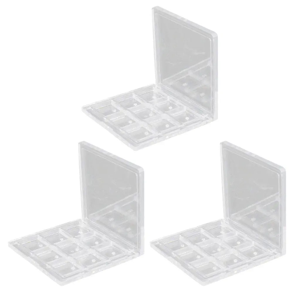 Contenedor auxiliar para sombra de ojos, estuche vacío, organizador de almacenamiento de maquillaje DIY, compacto y portátil para lápiz labial, colorete en polvo, 3 uds.
