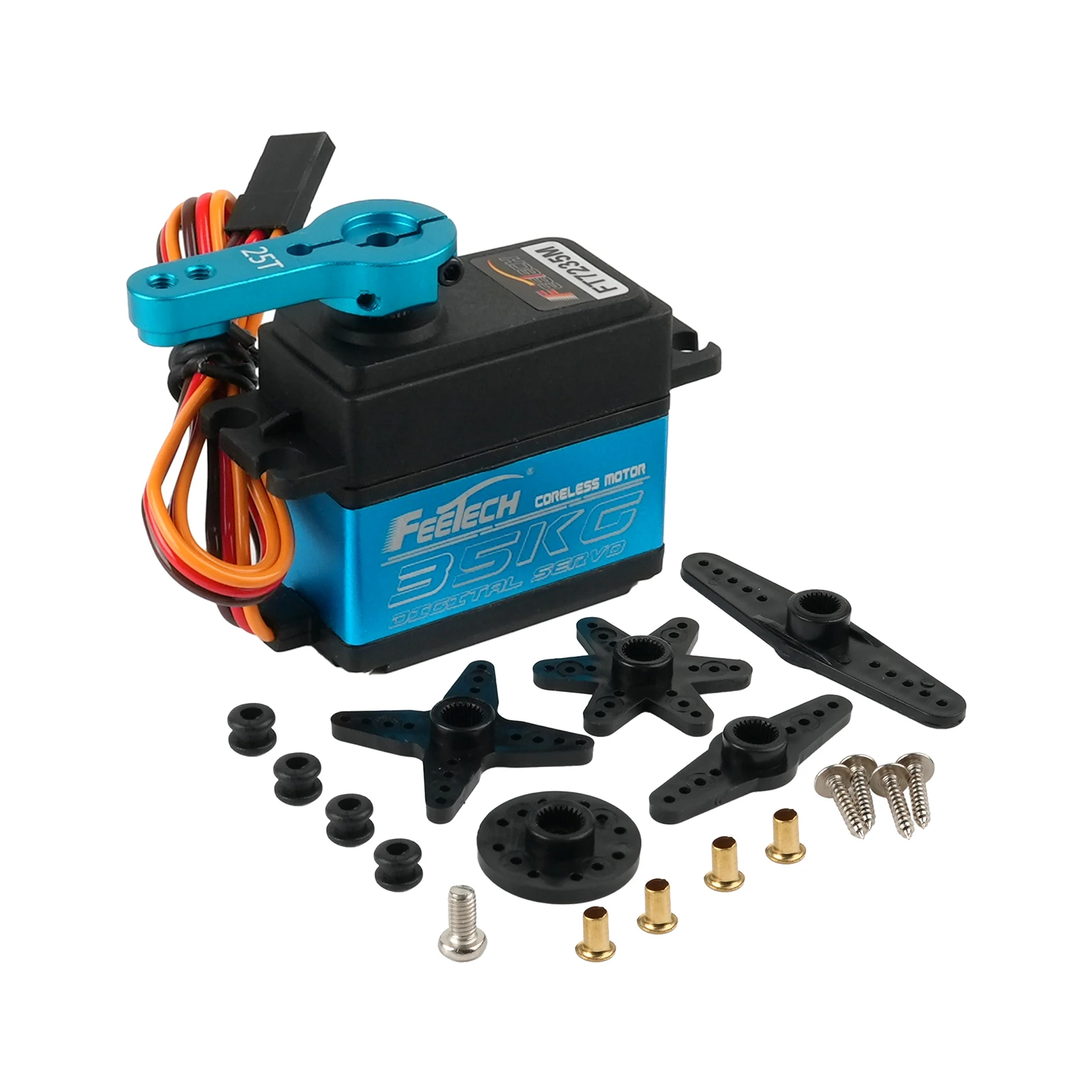 Servo digital 35 kg/cm 7,4 V 500~2500 μ segundos 180 °   Motor sin núcleo de acero metálico no controlable para coche RC 1:10, Robot, avión, barco, bricolaje