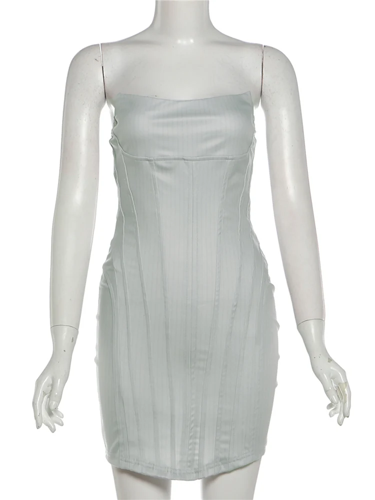 فستان Nibber مثير بدون حمالات لحفلات أعياد الميلاد للنساء مشد مخطط على شكل خوخ الورك هوتي موضة حلوة ملابس نوادي الشارع ضيق