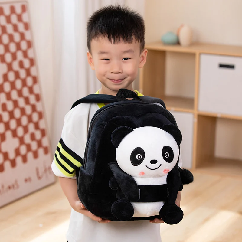 Cartoon Panda Bear Backpack Schoolbag Plushie Red Yellow Black Pink Cartoon Animal Bag Double Shoulder Shopping Wallet Gift