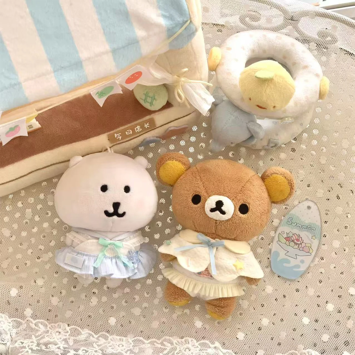 Lindo conjunto de muñecos de algodón de felpa suave, ropa para muñecas de 10cm para accesorios para casa de muñecas Labubu, Ideal para juegos acuáticos, juguetes coleccionables de la serie