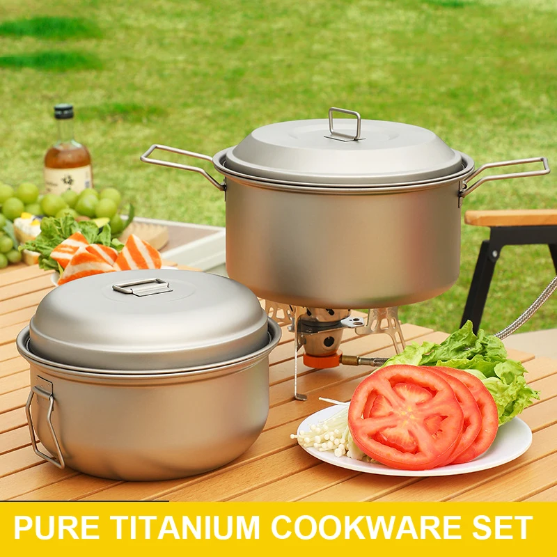 

Pure Titanium Cookware Set 2.1L, Large Capacity Portable And Healthy, Outdoor Camping, Picnic, Steaming And Cooking Pot,A1519