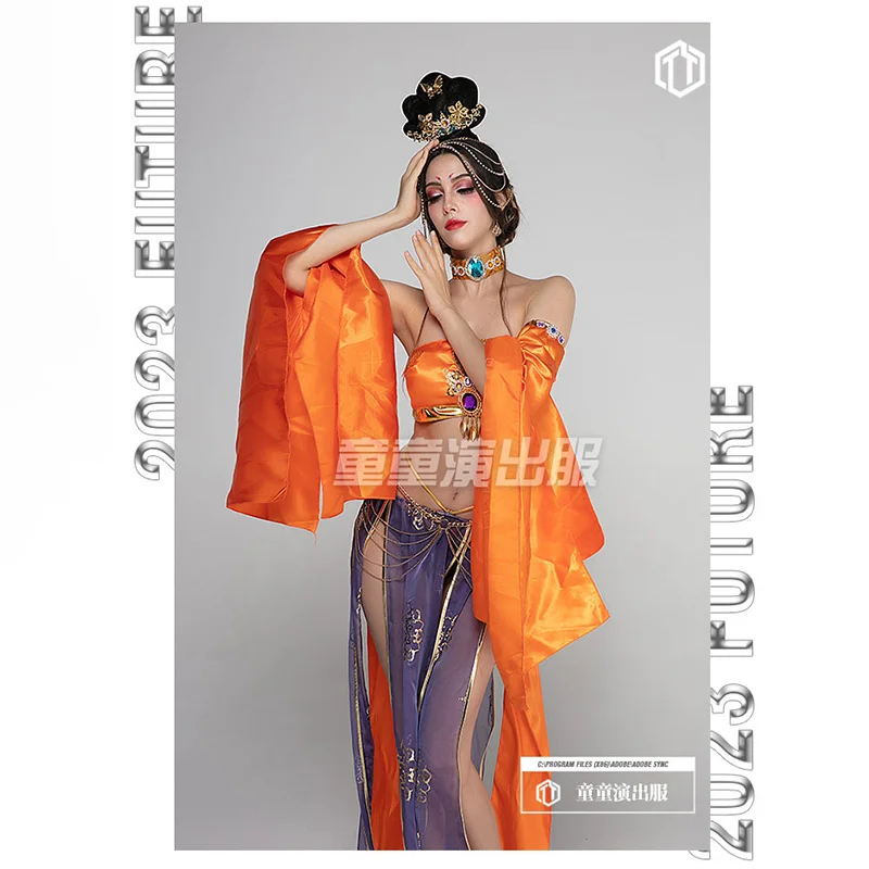 Child Design Flying Tang Dynasty Prosperous Han Costume Gogo Performance Costume Female Chinoiserie Dance Beauty Interaction DS