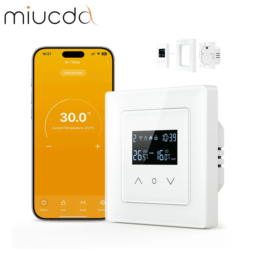 

Умный термостат MIUCDA Tuya Wi-Fi, электрический подогрев пола, водяной газовый котел, контроль температуры, работает с Alexa Google Home