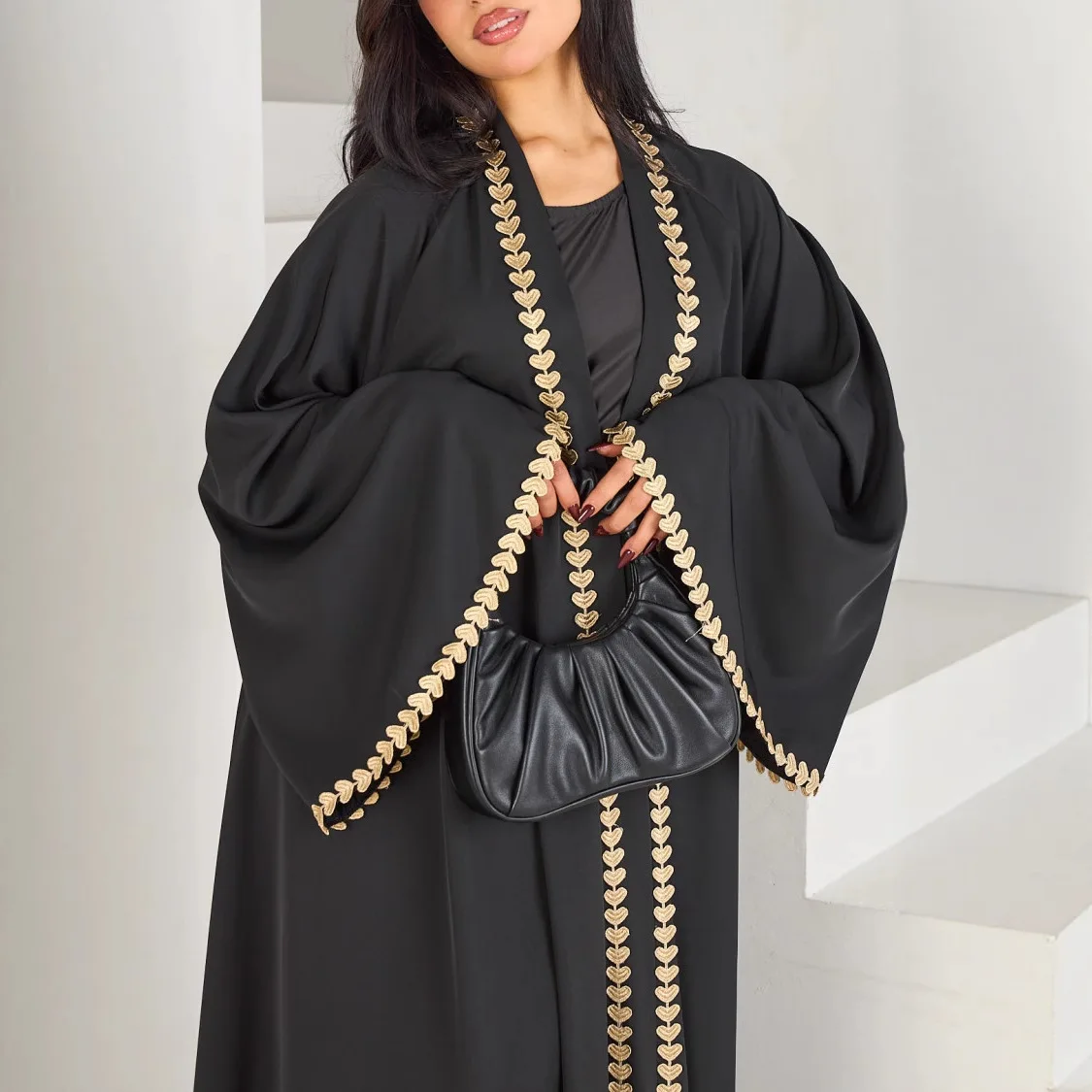 Muslim Women Long Loose Open Cardigan Abaya Robe Turkey Spring Summer Trimmed Cardigan Middle East