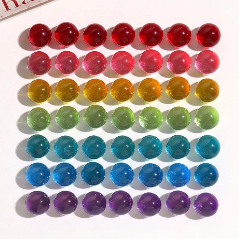 Summer style 100ps/lot 14mm color print Transparent rounds shape resin cabochon beads diy jewelry garment hair accessory