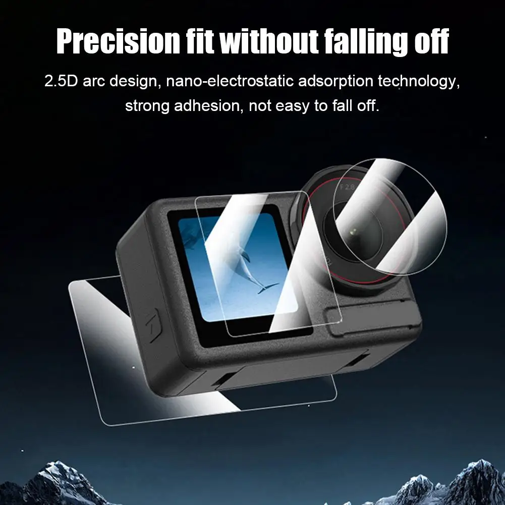 Dla DJI Action 5 Pro Lens Tempered Glass Film Ultra-Clear Lens Film + Rear Screen Film + Front Lens Film Dust-proof Protector