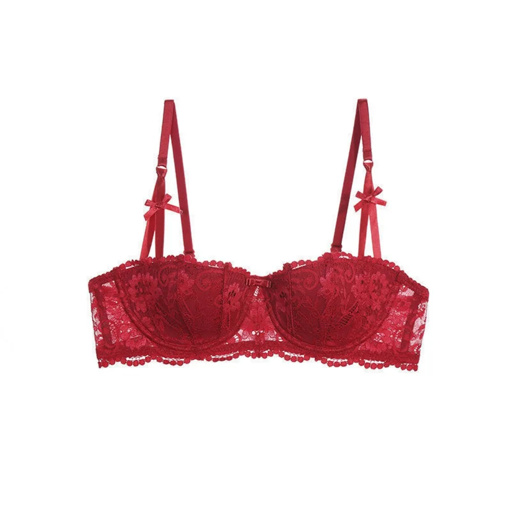 

Comfortable Flower Deep V Bra Push Up Anti-sagging Lace Bra Shockproof Lingerie Underwear for Women Gifts