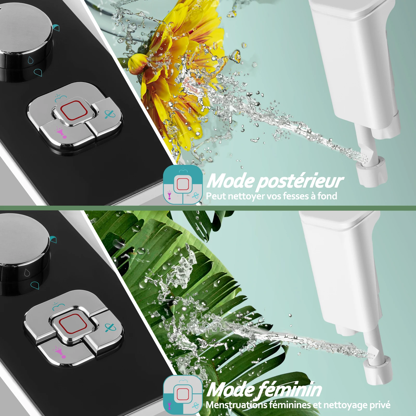 Końcówki do deska klozetowa bidetu ultracienkie, nieelektryczne, samoczyszczące podwójne dysze czołowe i tylne mycie zimnej wody higieny osobistej