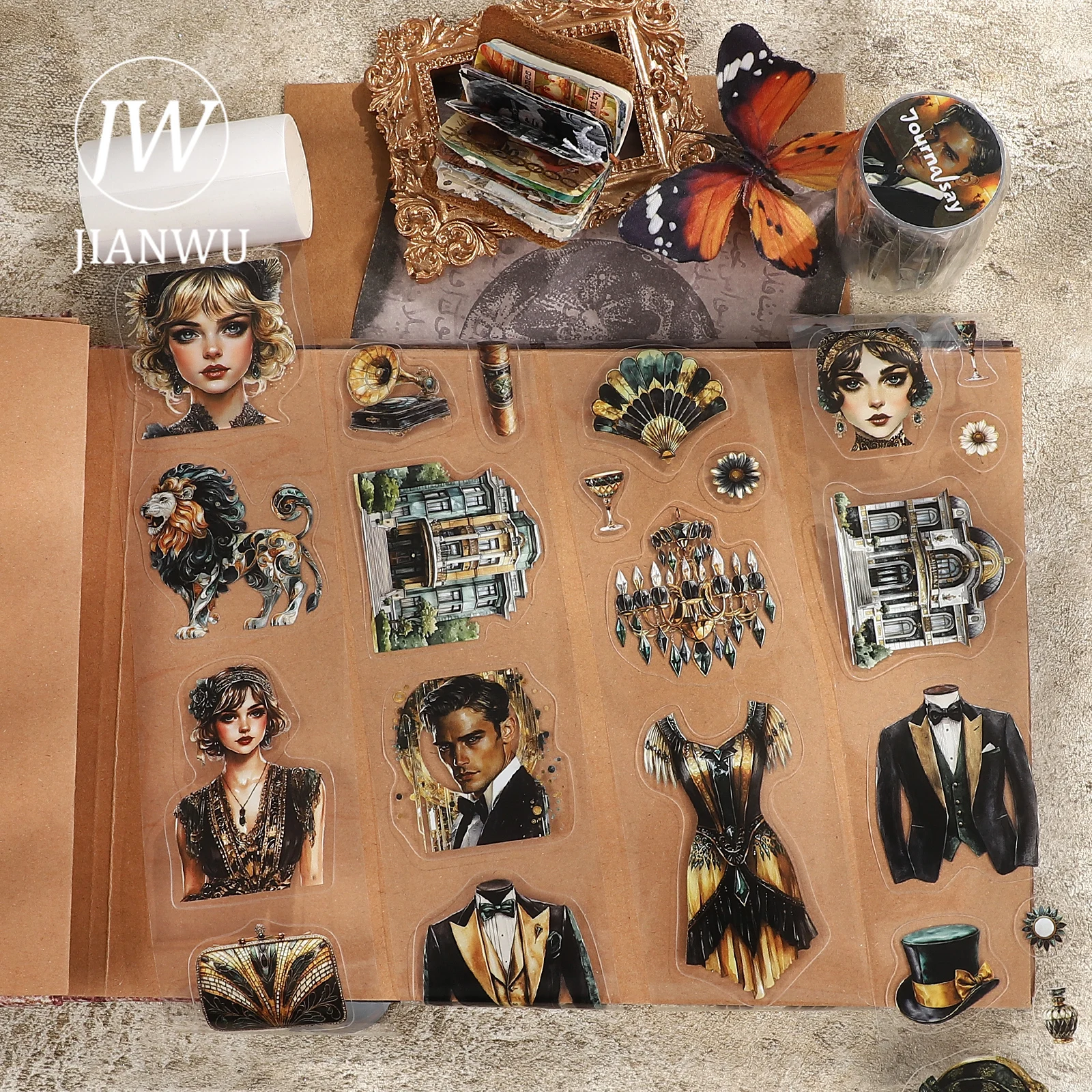 JIANWU 60mm*200cm Jas Age Series Vintage Modern Character Landscape Material Collage PET Tape Kreatives DIY Journal Schreibwaren