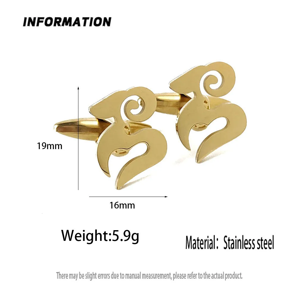 18K Gold Plated 316L Stainless Steel Sankofa Bird Cufflinks African Adinkra Symbol Shirt Cuff Buttons Mens Suit Jewelry