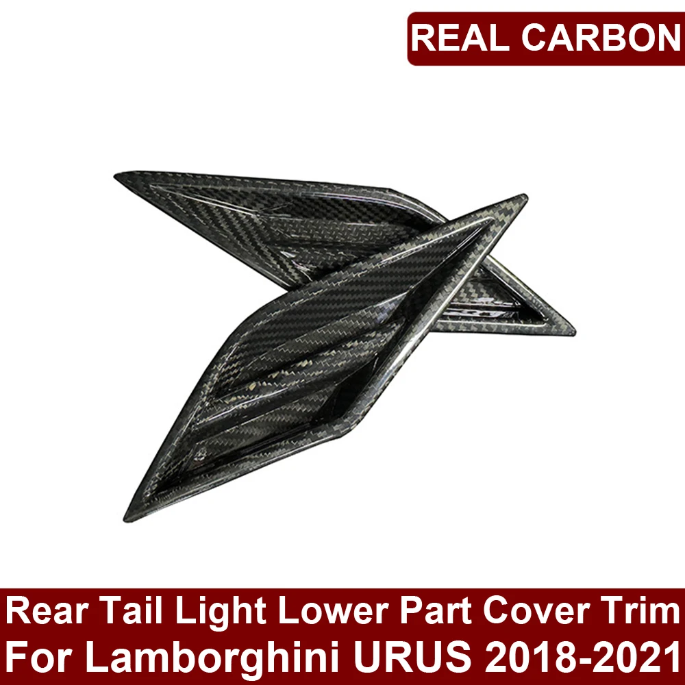 Car Real Dry Carbon Fiber Exterior Rear Tail Light Lamp Lower Part Cover Frame Trim Decoration For Lamborghini Urus 2018-21