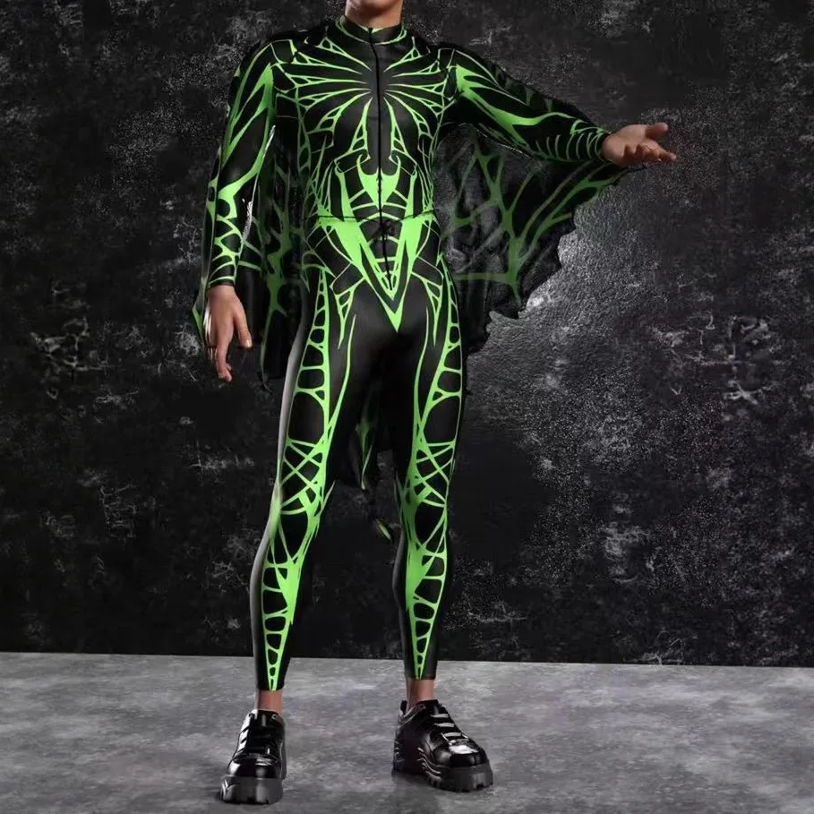 

Halloween Men Spider Web Steampunk Cosplay Zentai Holiday Costume Party Shows Jumpsuit Suit Carnival Party Bodysuit