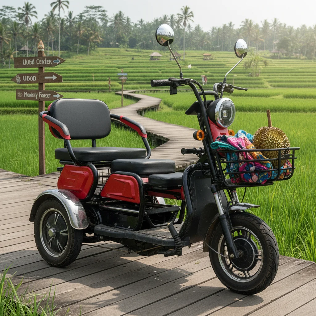 Three-Seat Electric Tricycle 48V City Commute E-Bike 500W Comes with Ample Storage Space and Can Travel 40 Kilometers