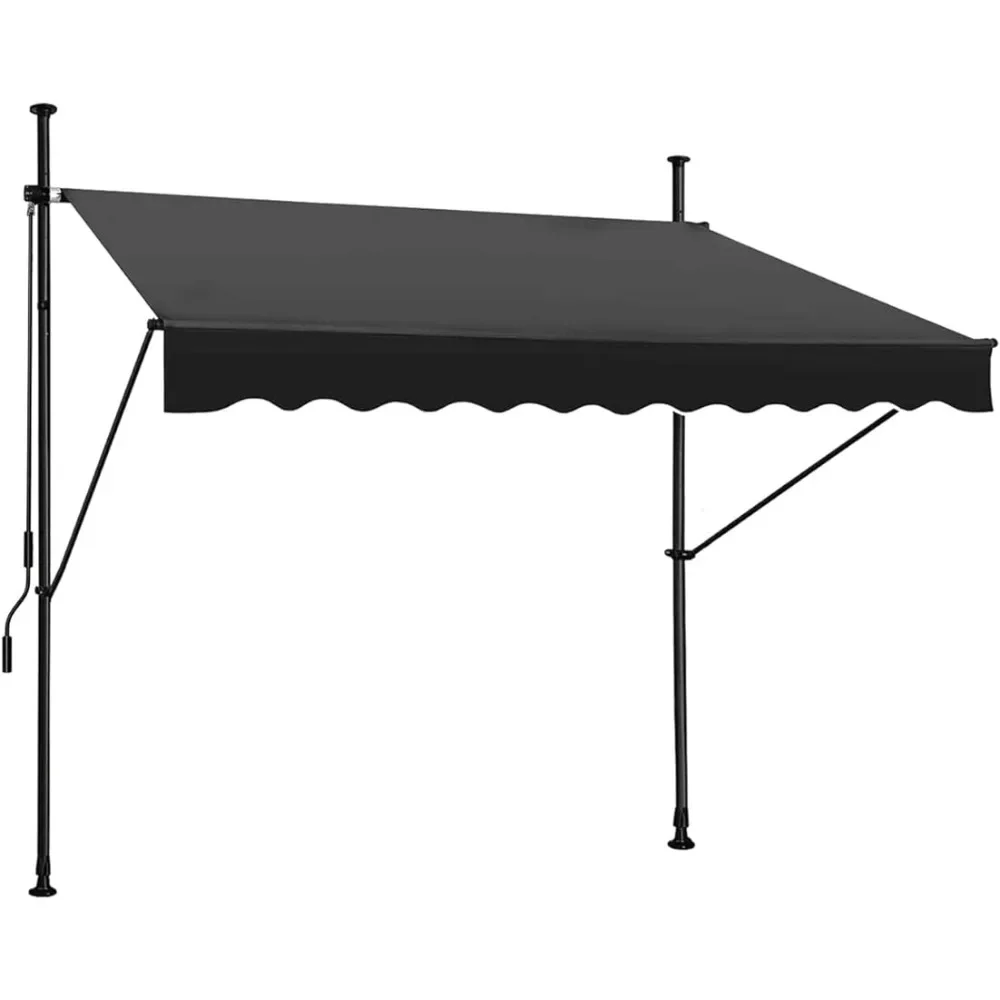 

Manual Retractable Awning –118” Non-Screw Outdoor Sun Shade – Adjustable Pergola Shade Cover with UV Protection –100% Polyester