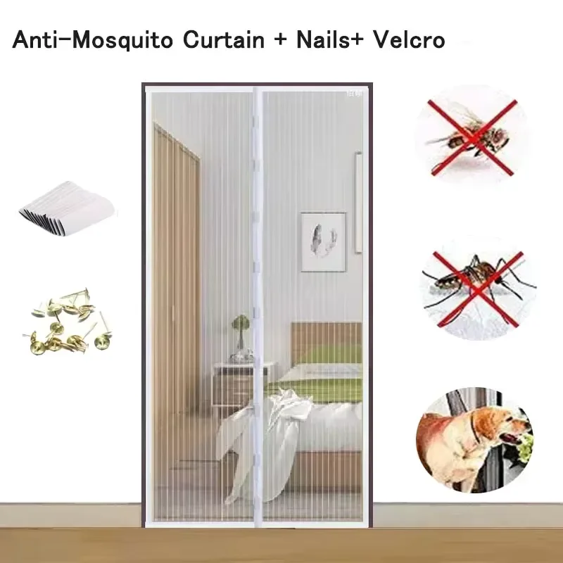 Magnetic Mesh Curtain Anti Mosquito Fly Screen Automatic Closing Window Net Easy Install Removable Washable Outdoor Curtain