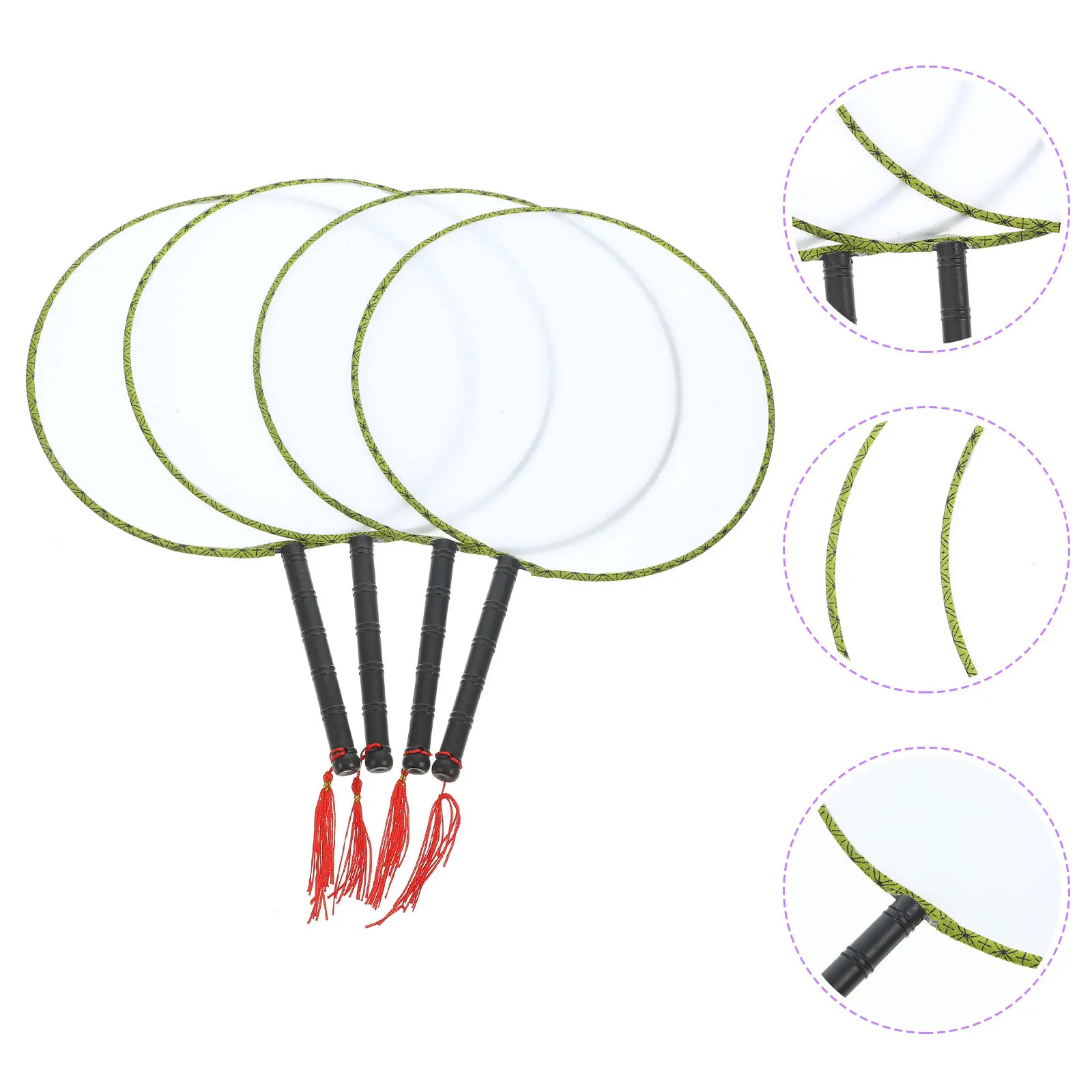 4 pçs leque em branco de seda girada desenho infantil pintura de arte diy artesanal 24cm presente educacional para crianças e famílias