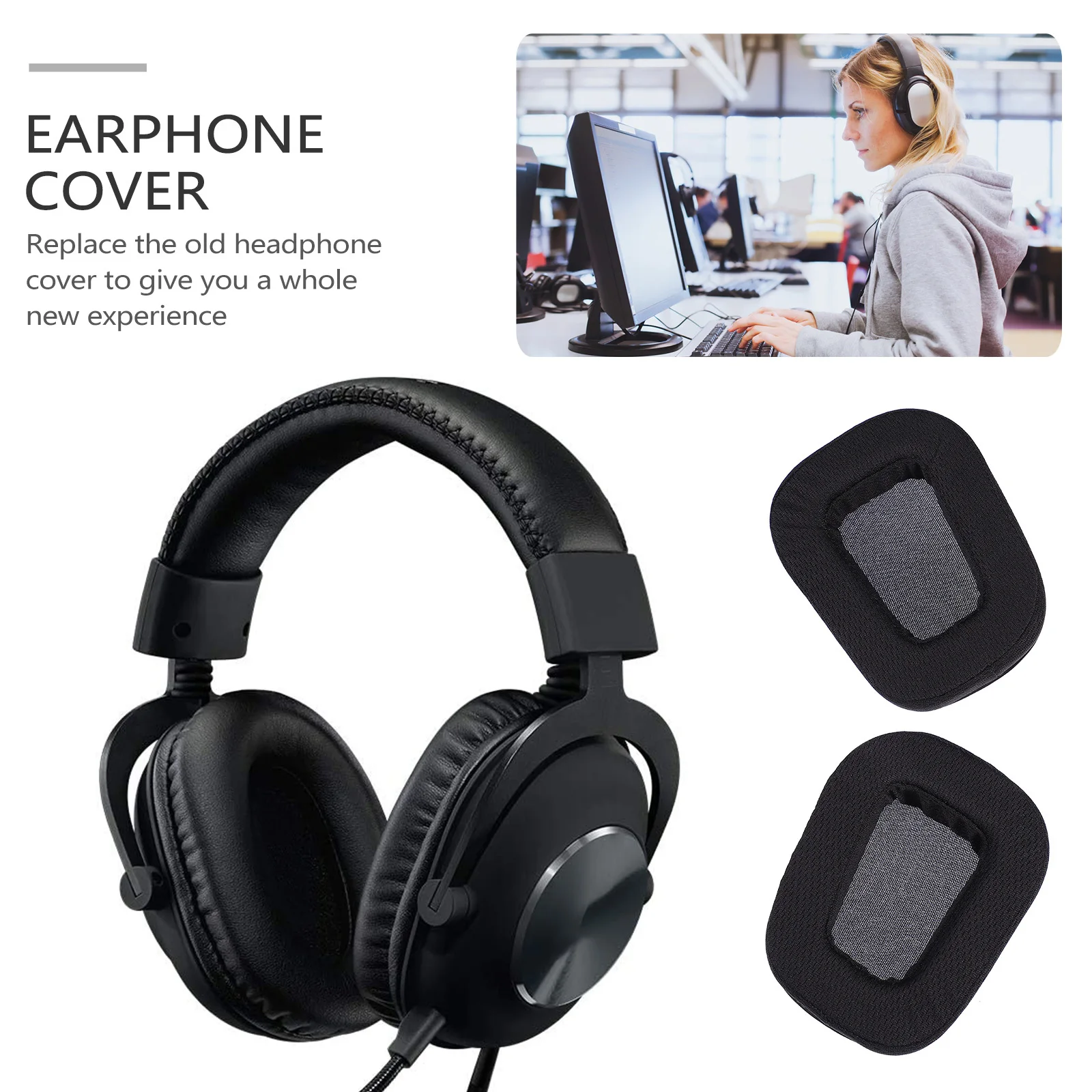 

2 Pcs Headset Headphone Earpads Headband Replacement Earphone Cushions Soft Net for Earphones