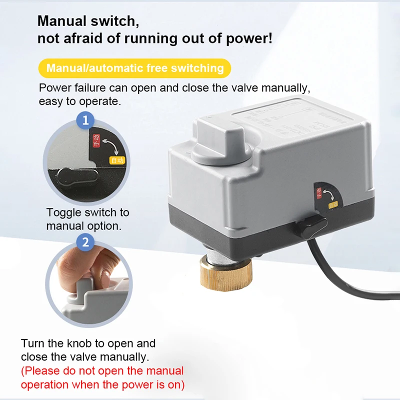 صمام لولبي Motorized Ball Valve Actuator With Manual Switch DN15-50 3-Wire 2 Control Electric Ball Valve Motor AC220V DC24V DC12V الهواء المضغوط — تفصيل 2