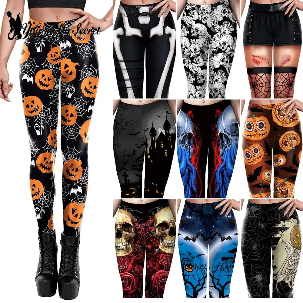 

[You're My Secret] Halloween 3D Print Women Leggings Gothic High Waist Fitness Workout Legging Fashion Leggings for Women Pants