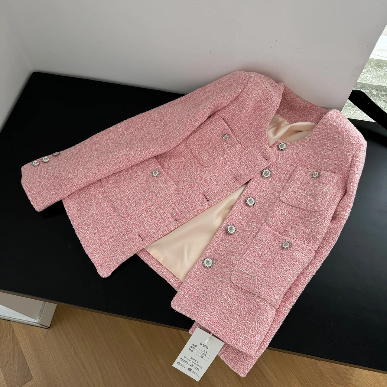 2024 autumn winter Small Fragrance Tweed Two Piece Set Women Short Jacket Coat + Skirt Suits Korean 2 Piece Sets Women Outfit